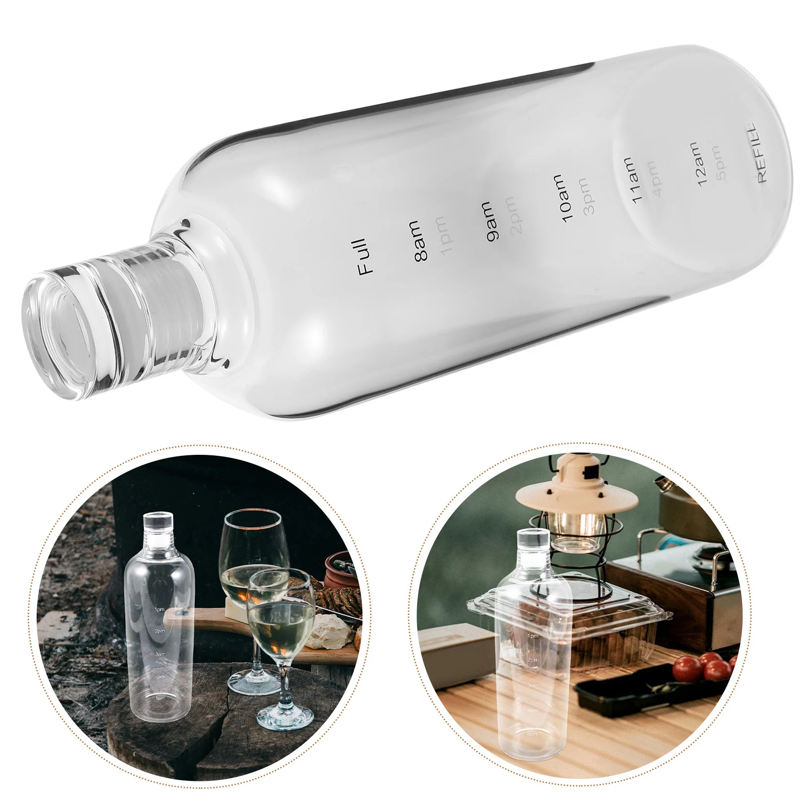 

Clear Glass Water Bottle 1000ml Motivational Hydration Jug Time Marker Portable Reusable Drinking Flask Fitness Outdoor Office