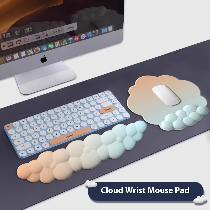 

Gradient Color Mouse Pad With Wrist Rest - Soft Silicone Keyboard Cushion For Girls, Non-Slip Ergonomic Desk Mat, Cute Office
