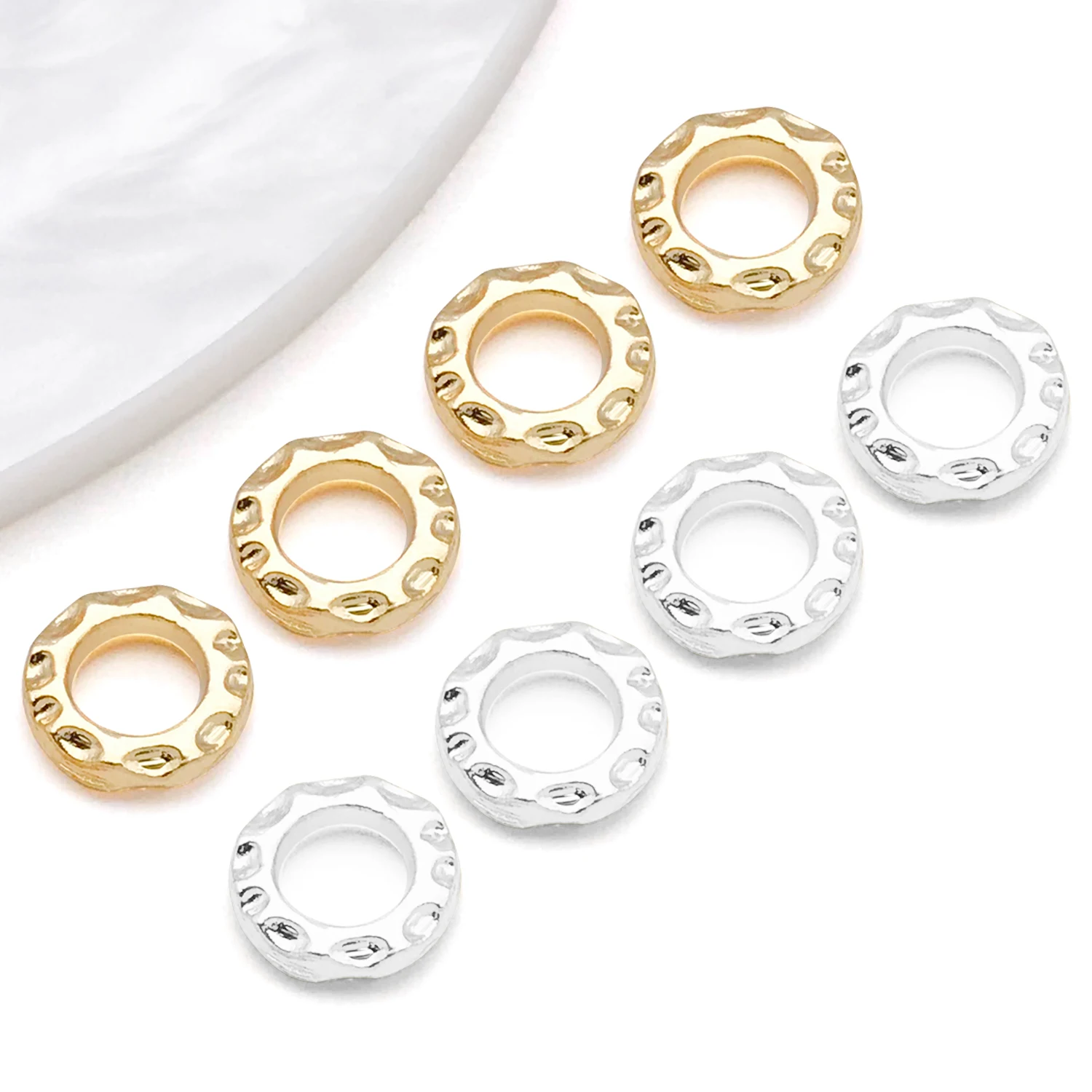 20 قطعة 18K الذهب الحقيقي مطلي النحاس خزر عازل ، حبة فاصل ل سوار ذاتي الصنع قلادة أقراط صنع المجوهرات اكسسوارات