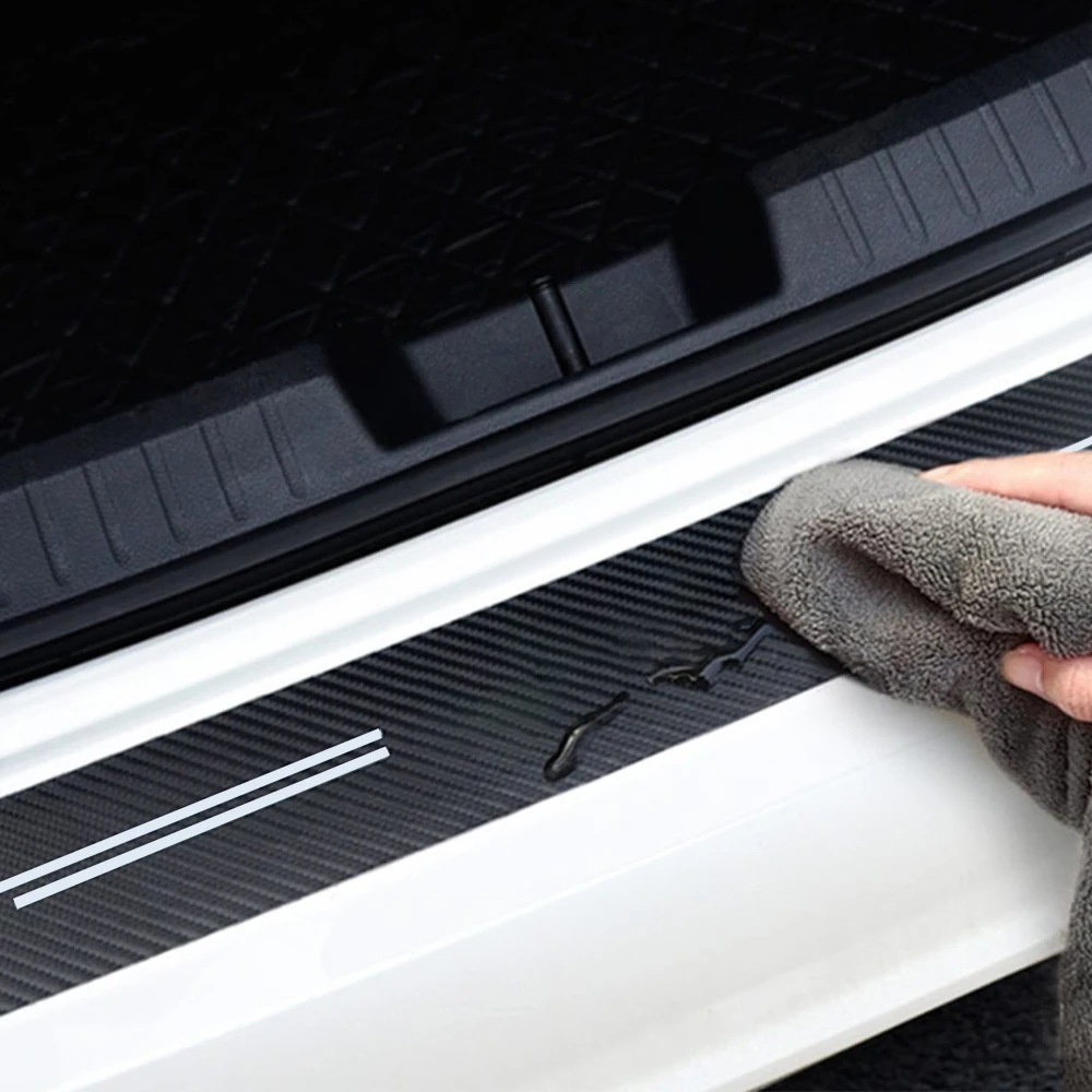 Pegatinas de tira de umbral de estilo de coche, pegatina antiarañazos de fibra de carbono, Protector de alféizar de puerta, accesorios para
