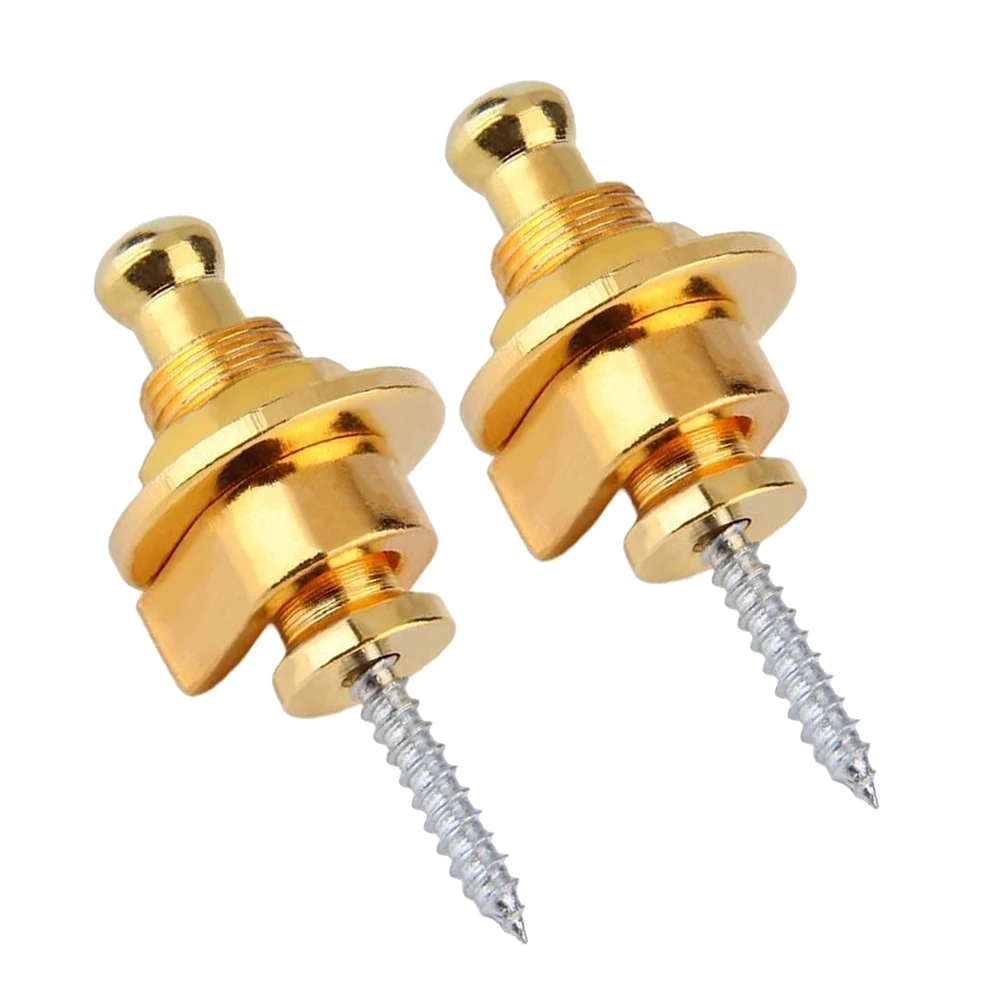

2pcs Guitar Strap Lock Button Anti-Slip Bass Belt Locks Pin Guitar Strap Nail Secure Hold Fits All Guitars Basses