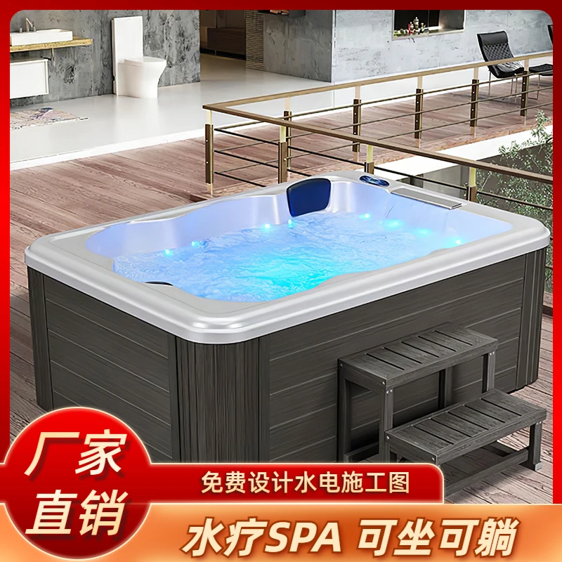 Customized luxury large surfing massage bathtub, outdoor artificial hot spring pool, acrylic