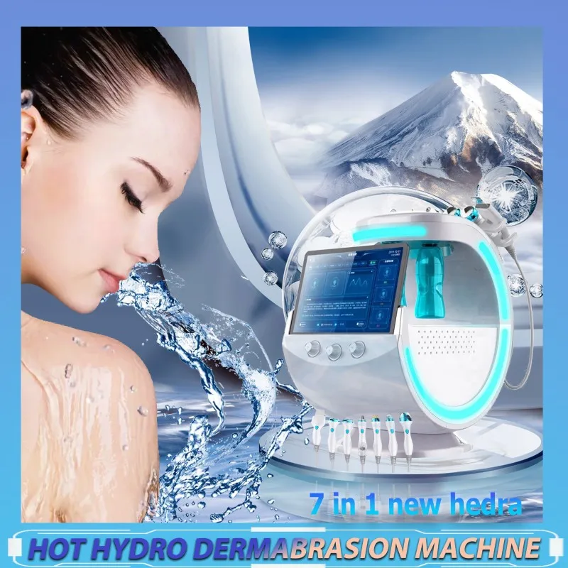 Ice Blue 7-in-1 AI Skin Analysis & Hydro Dermabrasion Machine Ultrasonic + RF Facial Device Deep Cleansing & Rejuvenation CE
