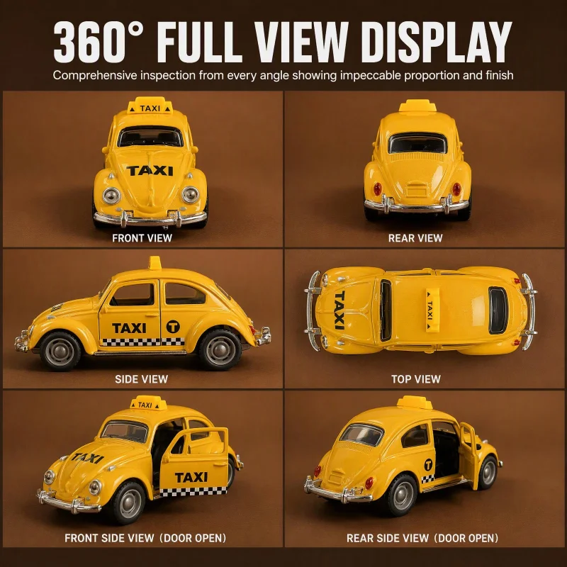Retro Classic Taxi Alloy Car Model, Static Simulation Vehicle for Home & Office Display view 4