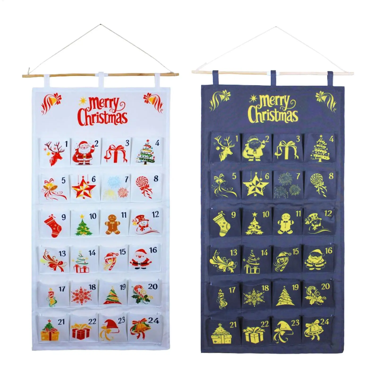 24 Tage Weihnachts-Adventskalender, Geschenktüte, zum Aufhängen, Stoff-Aufbewahrungstaschen für Süßigkeiten, Schokolade, Schmuck, Partygeschenke, Aufbewahrungsbeutel