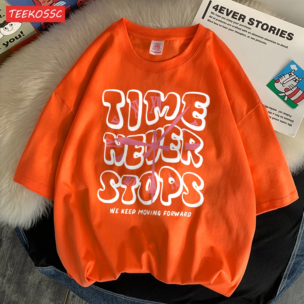 Zeit hört nie auf, wir bewegen uns vorwärts T-Shirt Herren Kraft T-Shirt Originalität lässig T-Shirt Normcore lustige halbe Ärmel