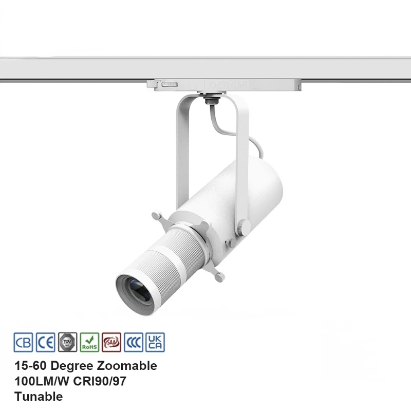 32w 25-36 54 degree zoomable led contour track light for Art exhibition hall