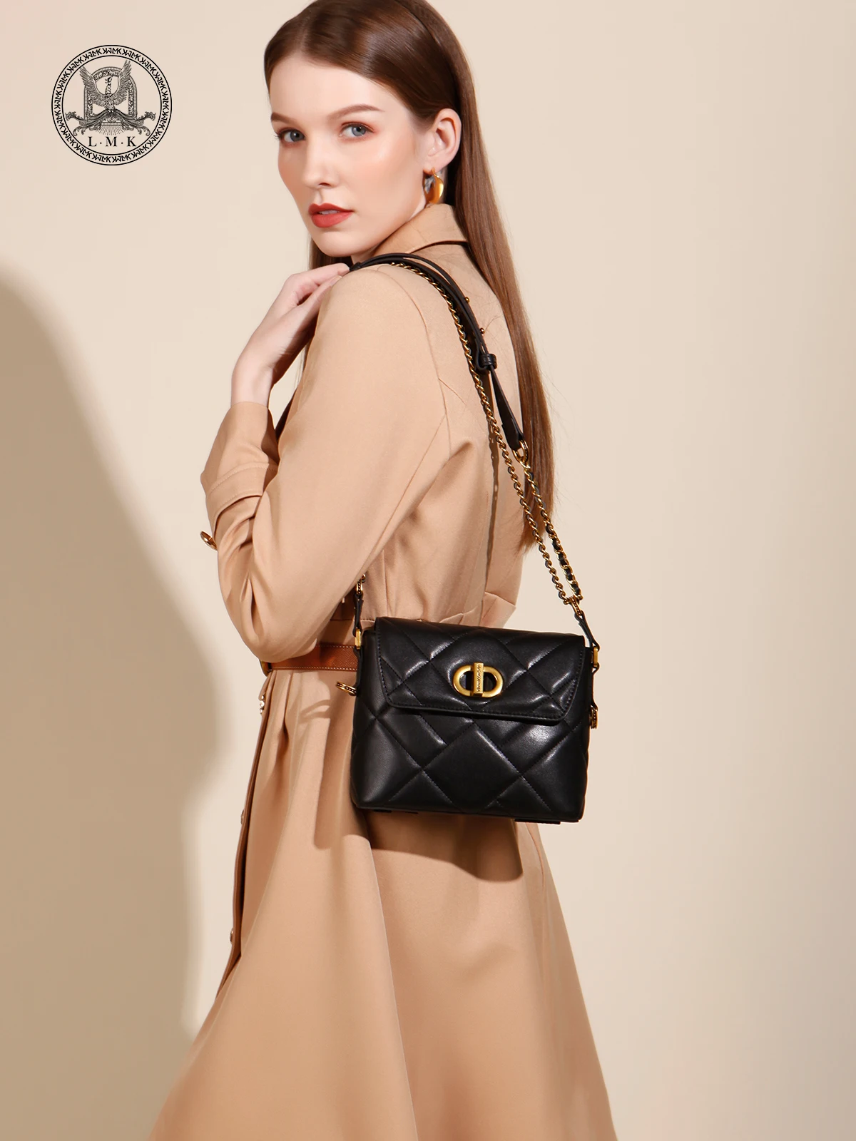 LMK2025 nova moda bolsa feminina de couro, corrente de diamante bolsa de ombro feminina