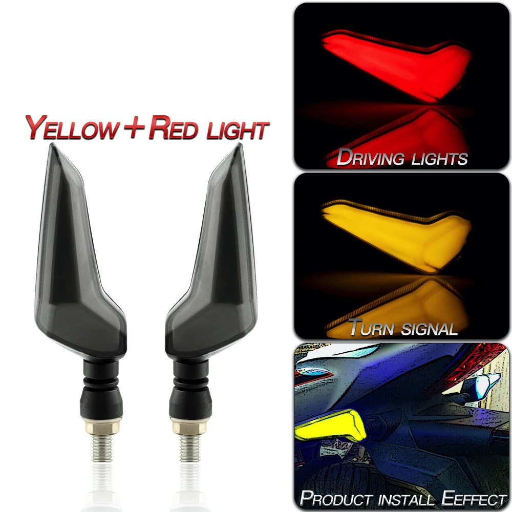 1 Pair Motorcycle Accessories Modified L-shaped Light-guiding Dual-color Led Turn  Signal Lights