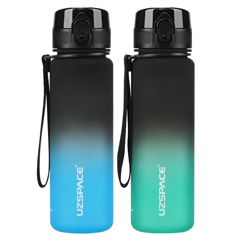 UZSPACE 500ml Sports Water Bottle Bounce Lid Timeline Reminder Leakproof Frosted Tritan Cup For Outdoor Sports Fitness BPA Free