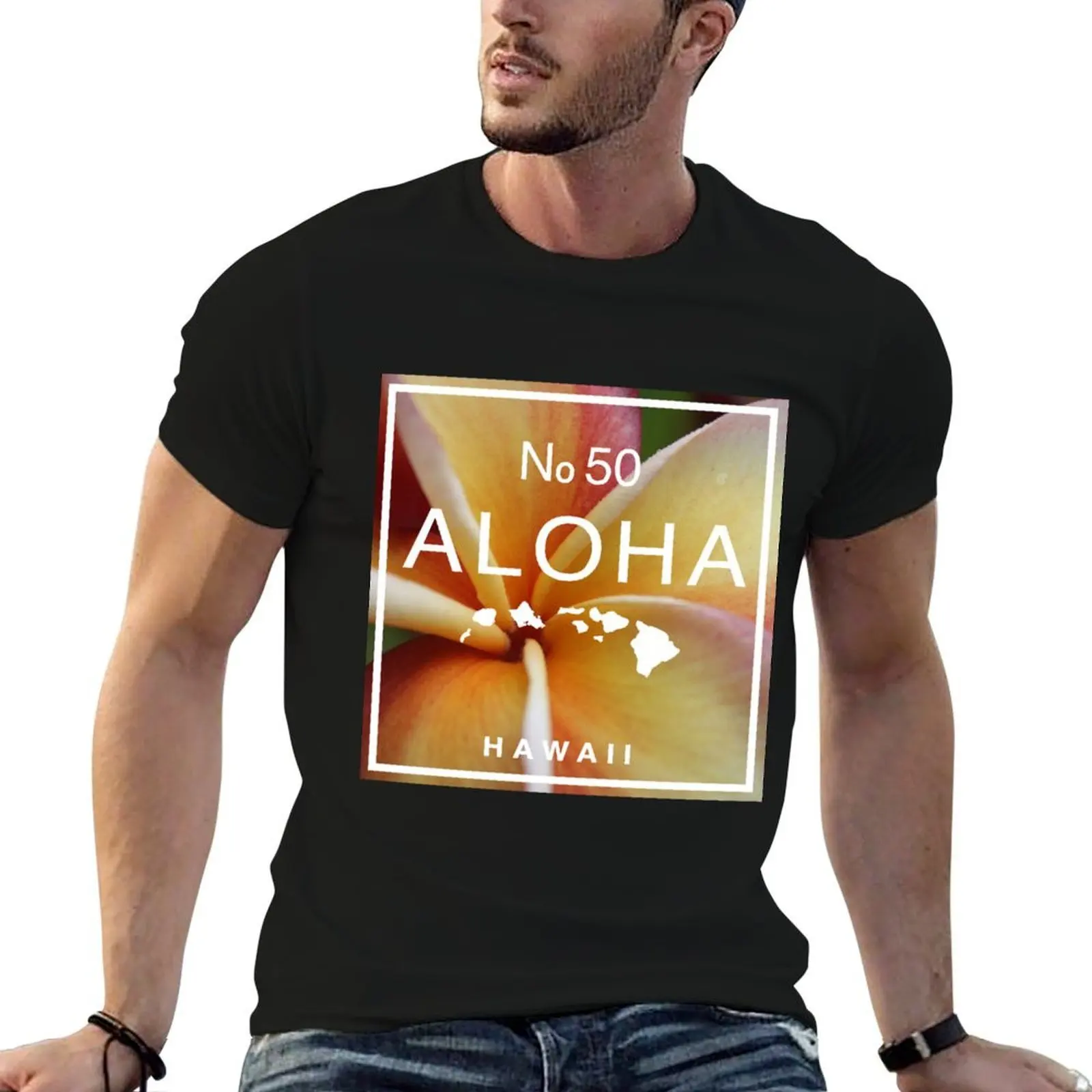 Aloha Hawaii No 50 Red Yellow Plumeria T-Shirt shirts graphic tees topping cotton t shirt men