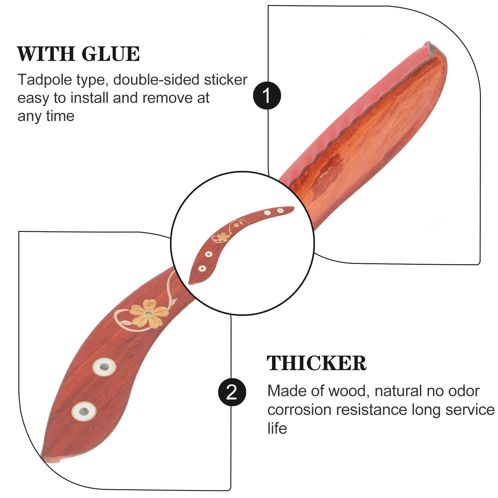 

Guitar Wooden Armrest Non-Slip Smooth Surface Practical Acoustic Guitar Hand Guard Armrest with Adhesive Parts