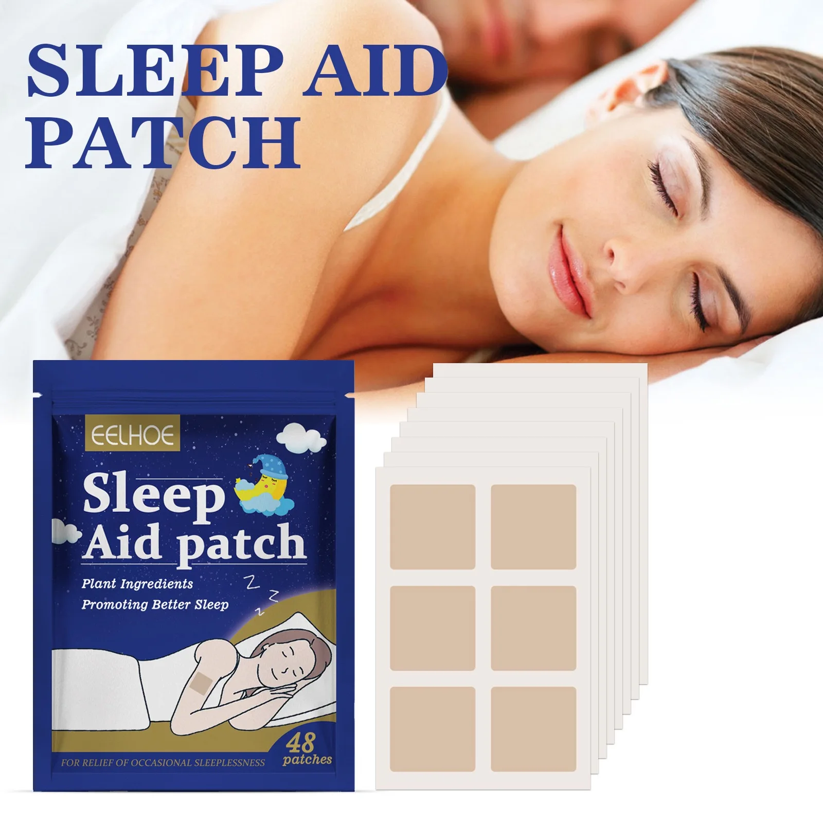 48pcs EELHOE SLEEP PATCH KOYO BANTU SUSAH TIDUR Eye Sleep Patches For Adults Extra Strength Sleep Support Patches