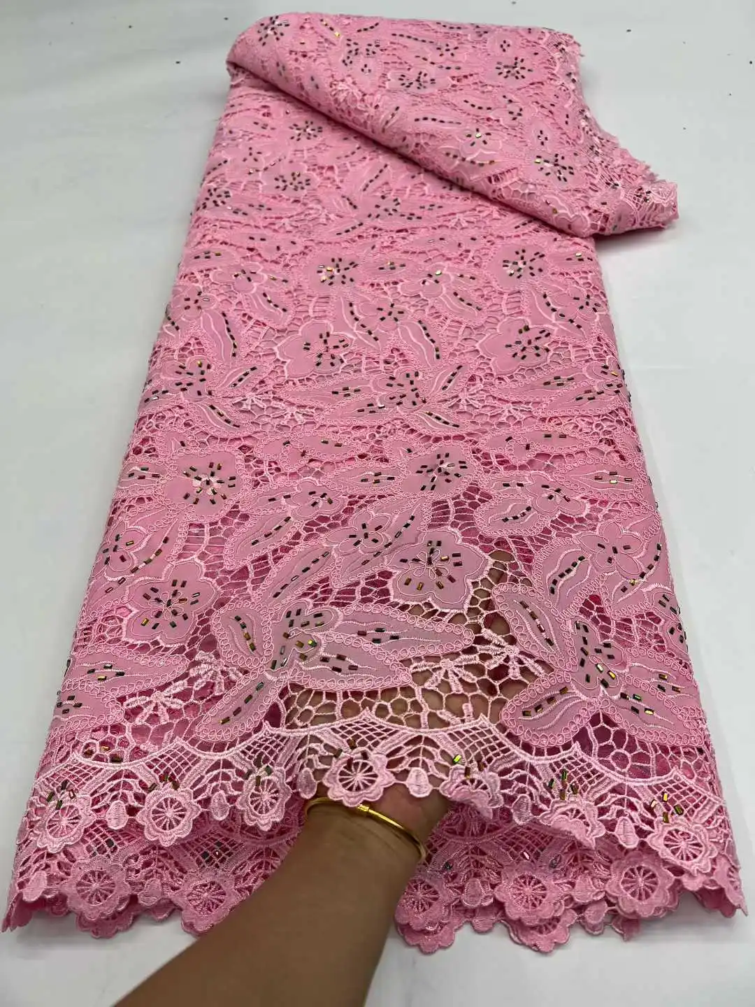 

2026 New Guipure Lace Fabric With Stones for Hot Sale African Nigerian French High End Wedding Party Bride Sewing Dresses