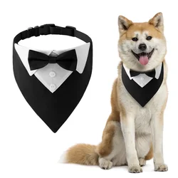 サッカーの蝶ネクタイ犬の襟tuxedo、調節可能なバンダナ、フォーマルな子犬、結婚式のための三角形のネックウェア、誕生日のドレスアップ、コスプレパーティー