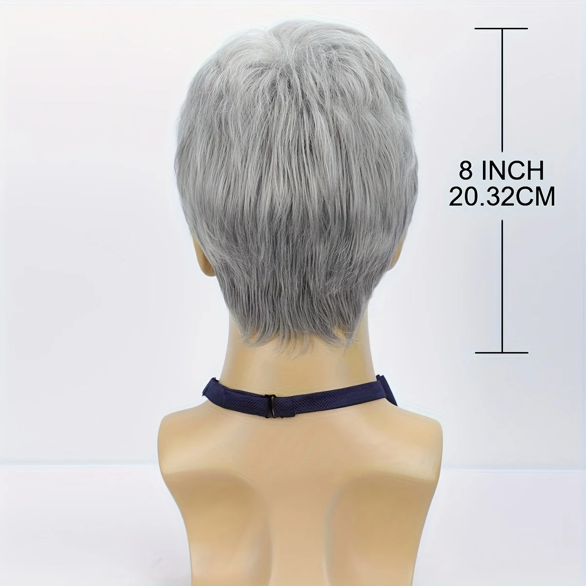 باروكة صناعية كاملة مقاومة للحرارة بطبقات باللون الرمادي الفضي للرجال - باروكة قصيرة كاملة الرأس للارتداء اليومي