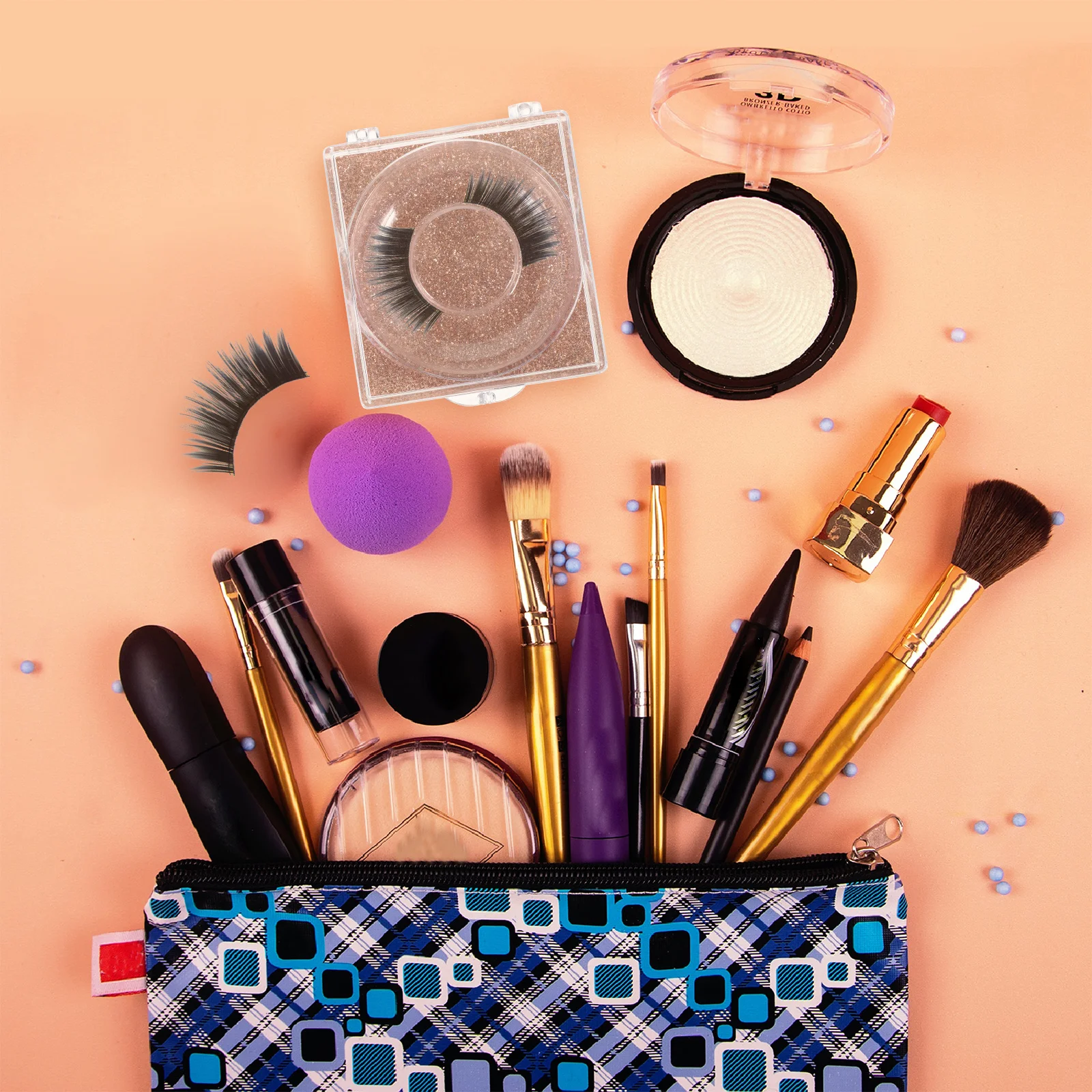 6 Stück transparente Boxen für falsche Wimpern, quadratische Kunststoff-Wimpernetuis, einfache Aufbewahrung, Organizer, glitzerndes Wimperntablett für falsche Wimpern