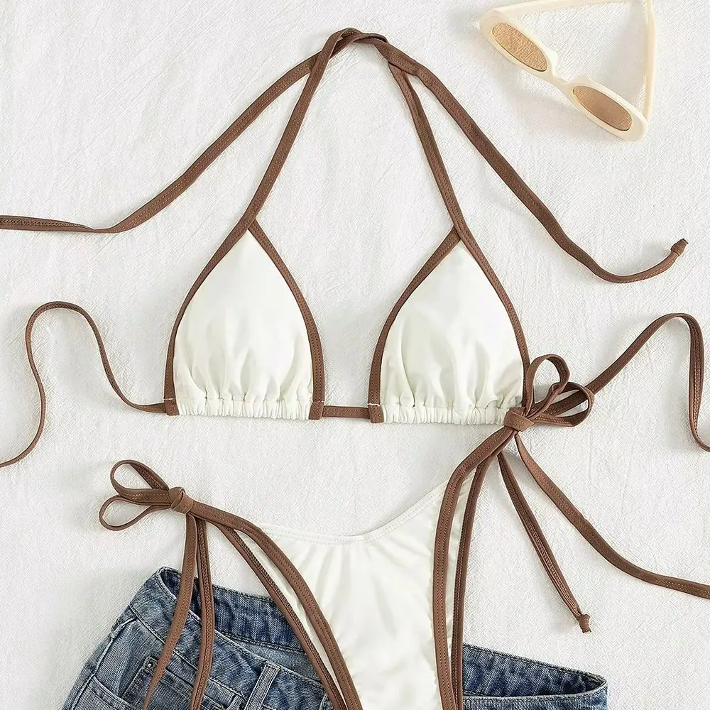 

Комплект из 2 предметов: модный летний пляжный купальник-бикини треугольной формы, повседневный бразильский купальный костюм для отпуска