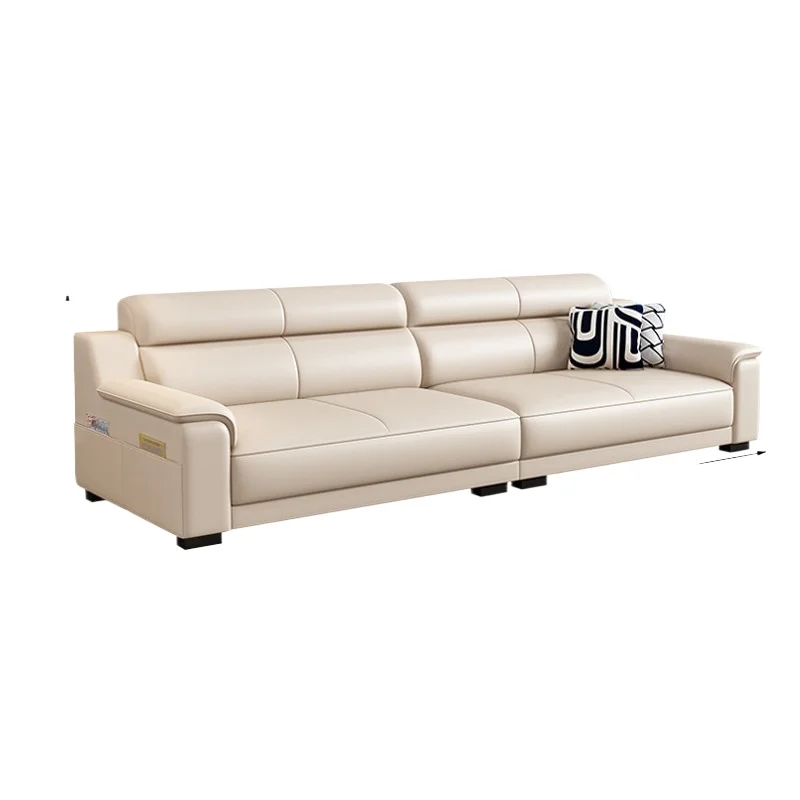 CX modern simple cat scratching leather living room small apartment straight three-person leather sofa