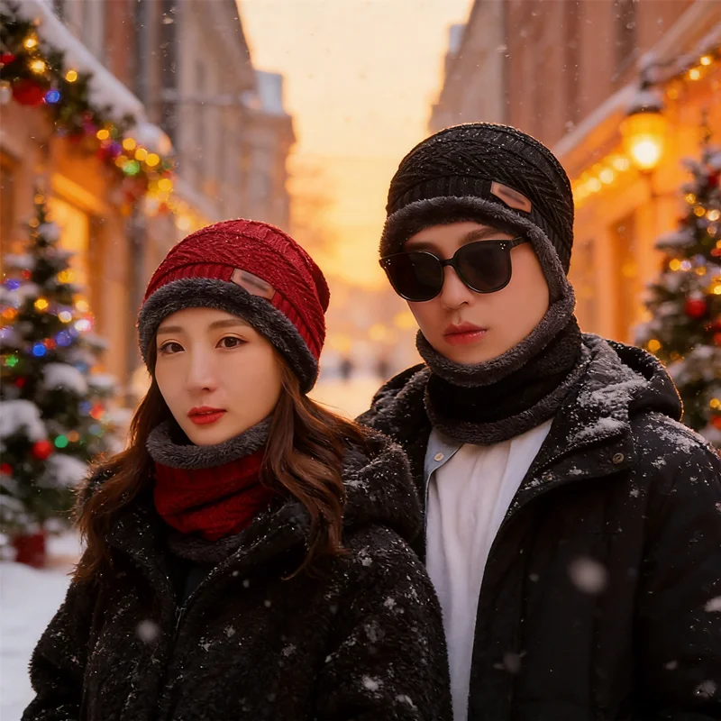 2026 Unisex Winter All-in-One Neck Gaiter Hat with Scarf, Knit Fleece Beanie for Extreme Cold, Soft & Loose Fit for Men & Women
