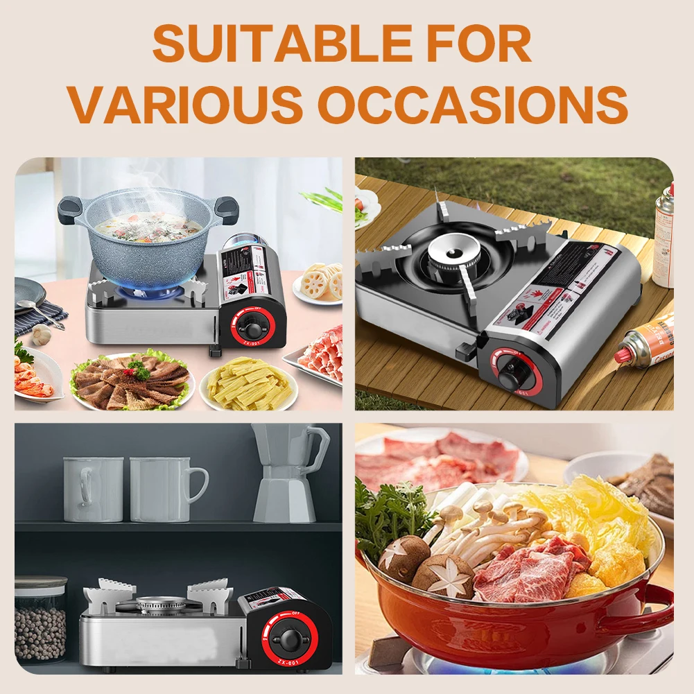 Estufa de Gas portátil, estufa de Camping de butano ajustable, horno de casete a prueba de viento para cocina interior y exterior