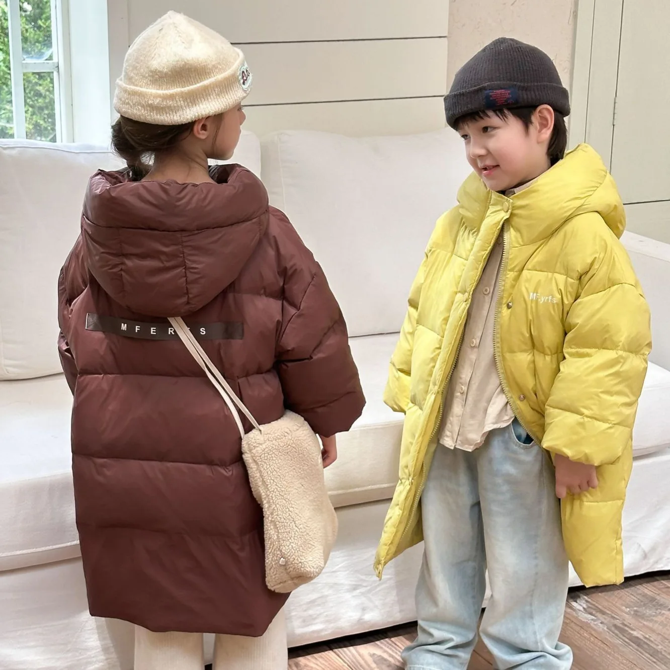 

5-14Y Boys Girls Winter Long Down Coat 2025 New Thick Knee-Length Down Jacket with White Duck Feather Loose Korean