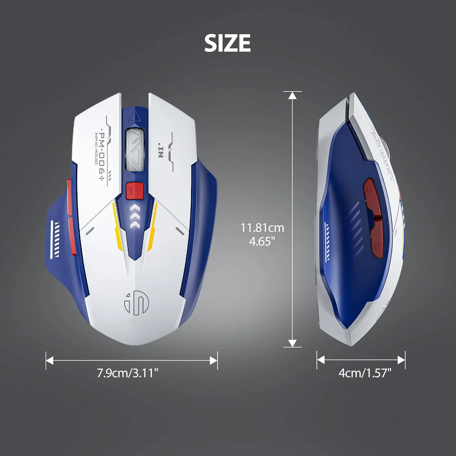 INPHIC-F9 Mouse Recarregável Sem Fio, Mouse De Escritório Silencioso, Display De Poder, Notebook De Computador, Universal, Portátil, Versão Mecha, 2.4G