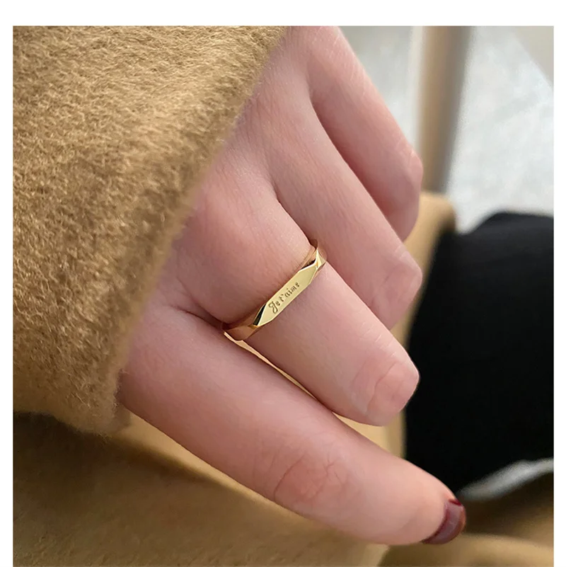 French Love You JETAIME Letters Rings Couple Wedding Anniversary Rings Fashion Personality 2022 New Titanium Steel Jewelry