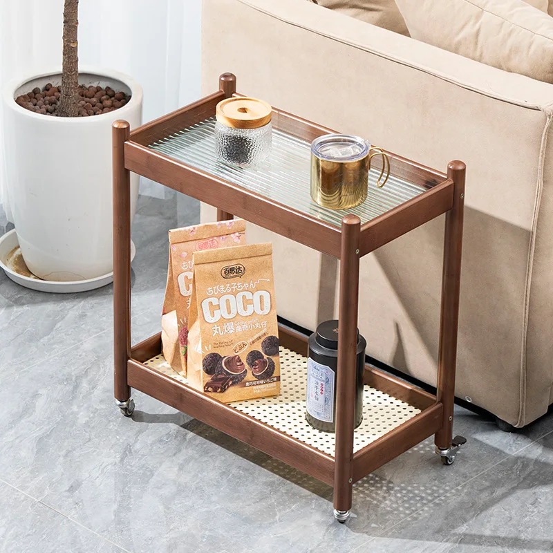 Trolley side table Portable 2-layer narrow table all-use bed living room sofa coffee table
