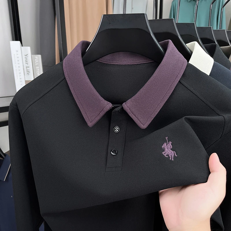 

Мужская рубашка поло высокого качества Lape, футболка с коротким рукавом, осенняя новая изысканная вышивка лошади, модная деловая повседневная мужская одежда, топ