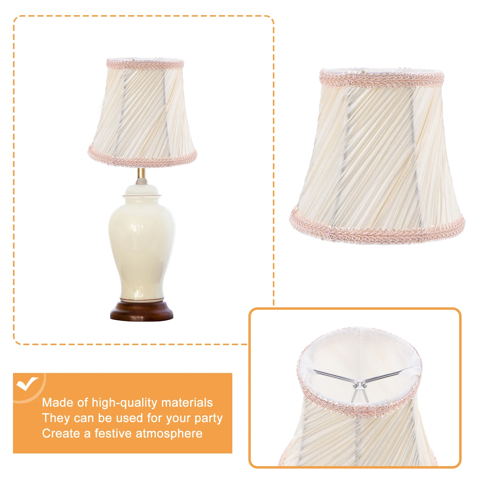 

1 pc Cloth Lampshade For Ceiling Light Wall Lamp Chandelier Durable Dust Insect Resistant Fine Workmanship Strong Metal Support