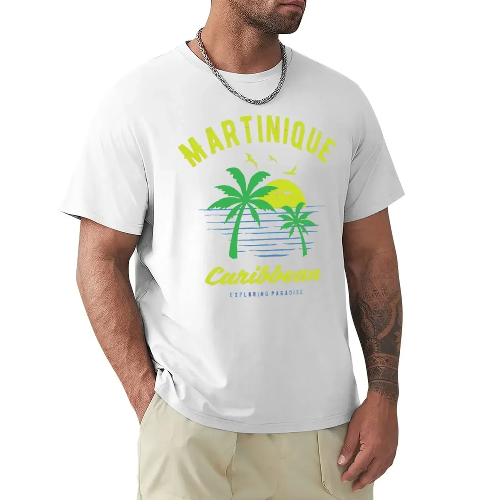 High Quality  Home USA Size Martinique Caribbean Paradise Gift And Souvenir Novelty Summer fashion Arrival Cotton Short Sleeve