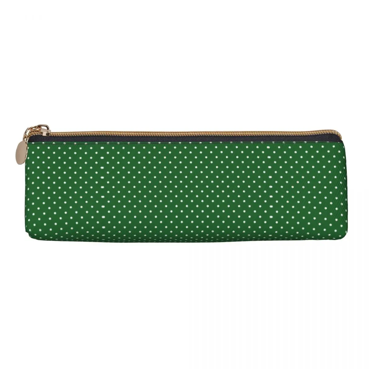 White Polka Dot Pencil Case Retro Green Zipper Pen Box Kids Cute College School Pencil Cases Supplies