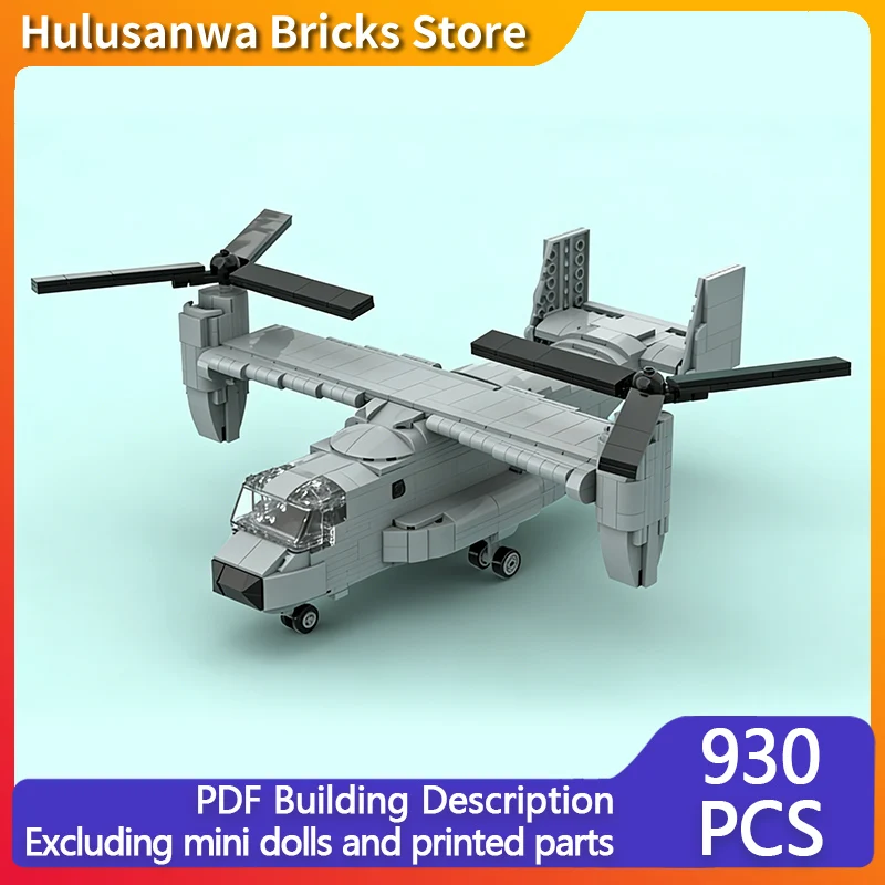 

V-22 Tiltrotor Aircraft Model MOC Building Bricks War Equipment Modular Technology Gifts Holiday Assemble Children Toys Suit