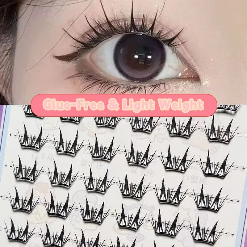 10 Rows Natural Manga Volume False Eyelashes Clusters Fluffy Comic Self Adhesive Eyelashes Elevate Your Look For Every Occasion image 4