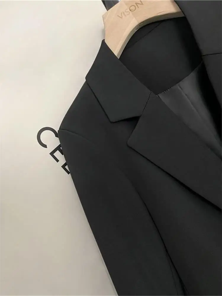 

Slim Fit Bla Suit Jaet Women's Faionable Profional Sle Korean Version Cleanfit Long Sve Office Wear One Button