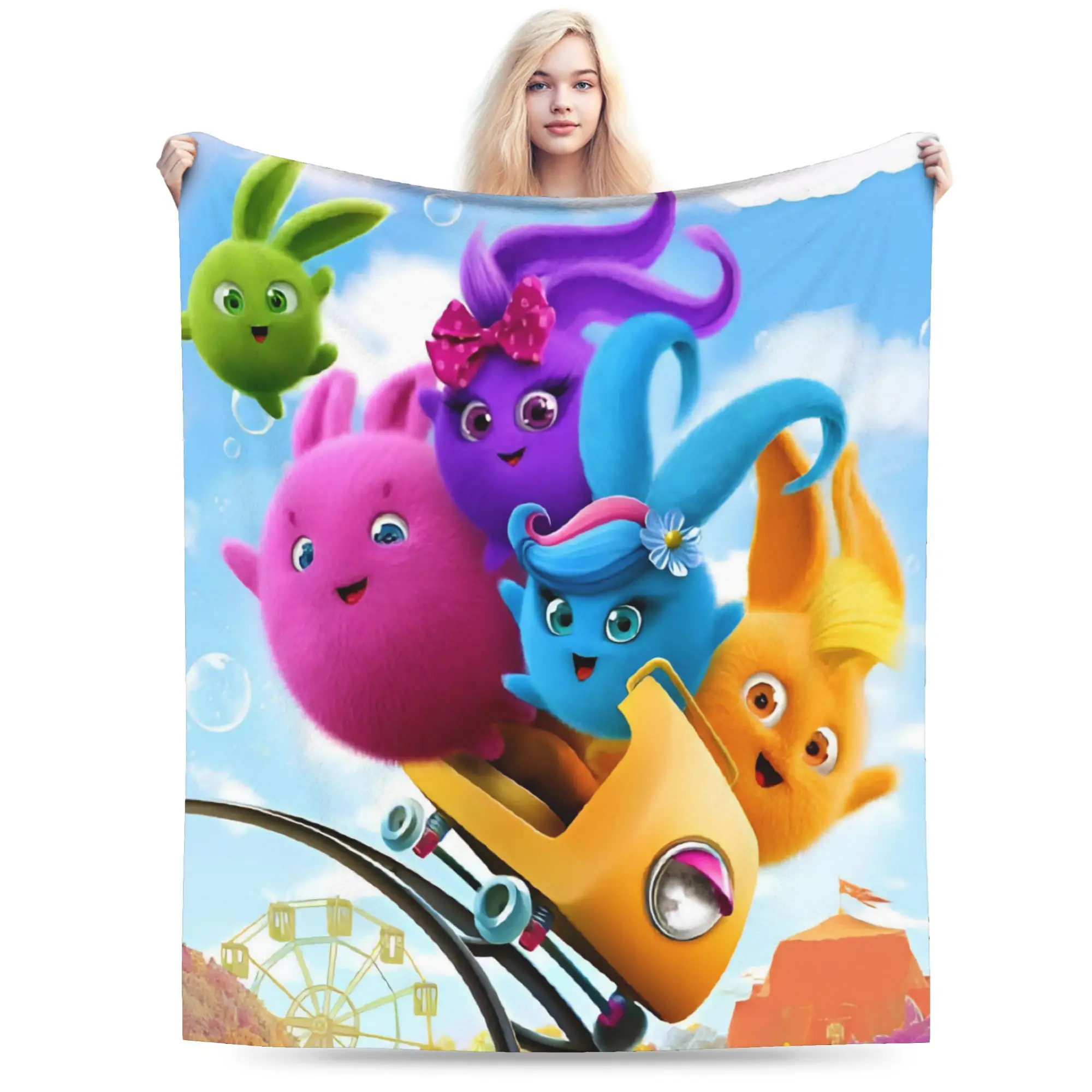 Sunnys Bunnies cartoon Blanket Super Soft Flannel Comfortable Present  Throw Blankets Bedding Throws