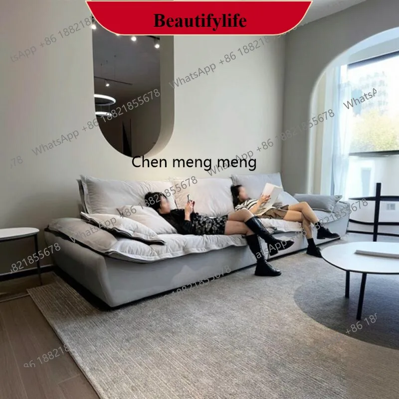 

Q178 Modern fabric sailing sofa cream style art Italian minimalist living room straight row light luxury