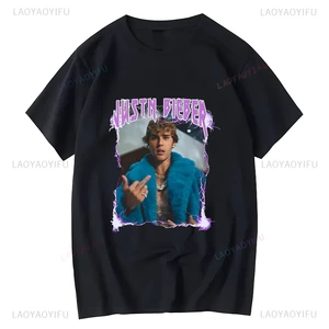 İlkbahar/yaz-2024 yeni justin bieber kapak, poster, t-shirt o-boyun kısa kollu moda rahat unisex t-shirt sokak giyim pantolonda en çok satılan 12, justin bieber-no. 10