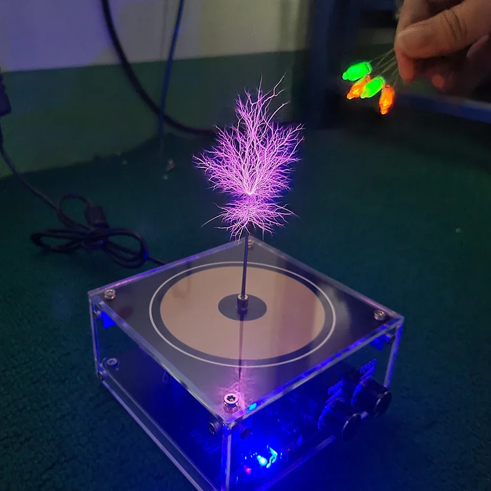 110-240VAC 50/60Hz Bluetooth Bobina musicale Generatore di arco di impulsi di tensione ad alta frequenza Arco di palma Toccabile Lightning Power 120W