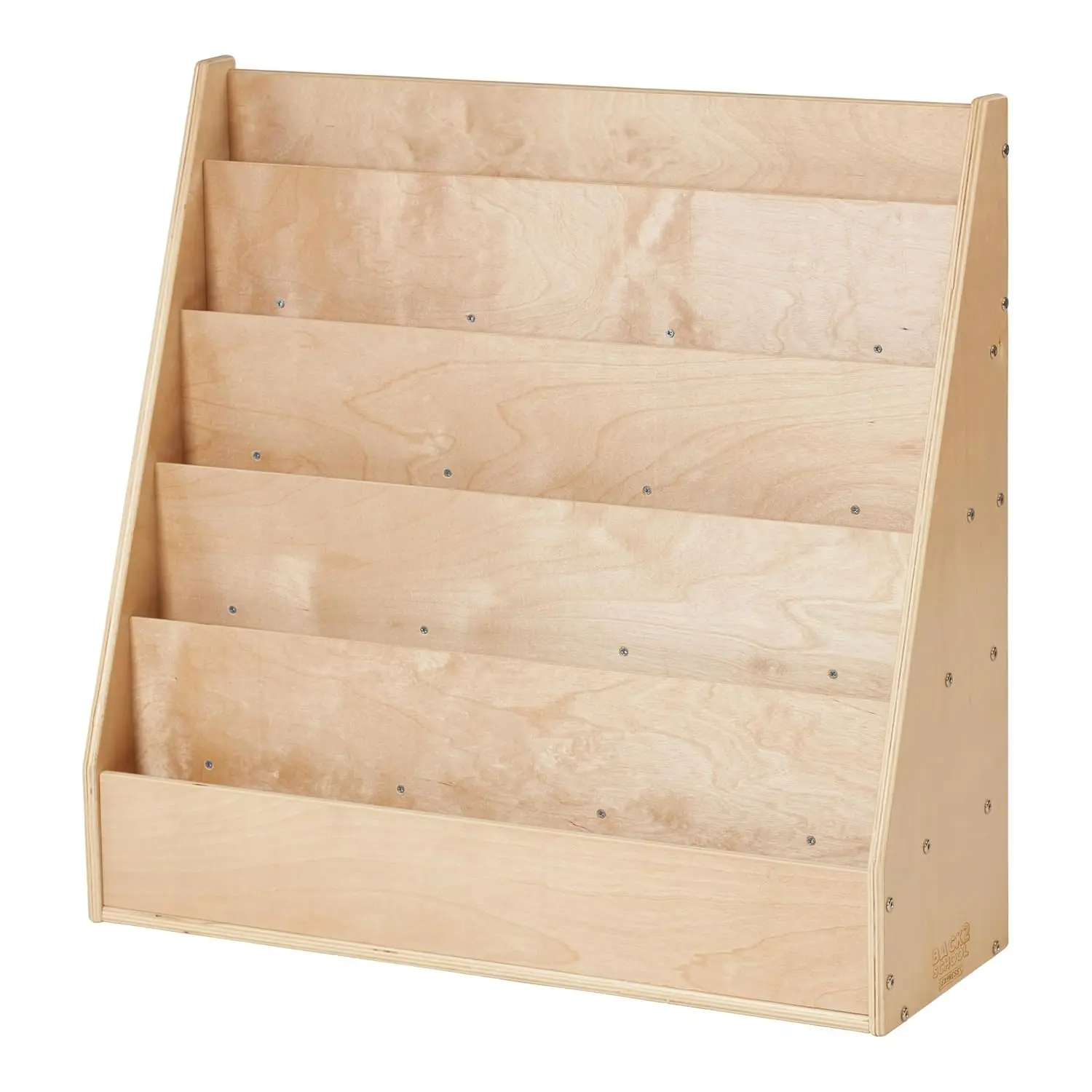 Double-Sided Book Display 5 Shelves & 4 Storage, Birch Wood, Classroom Library Home, Customized