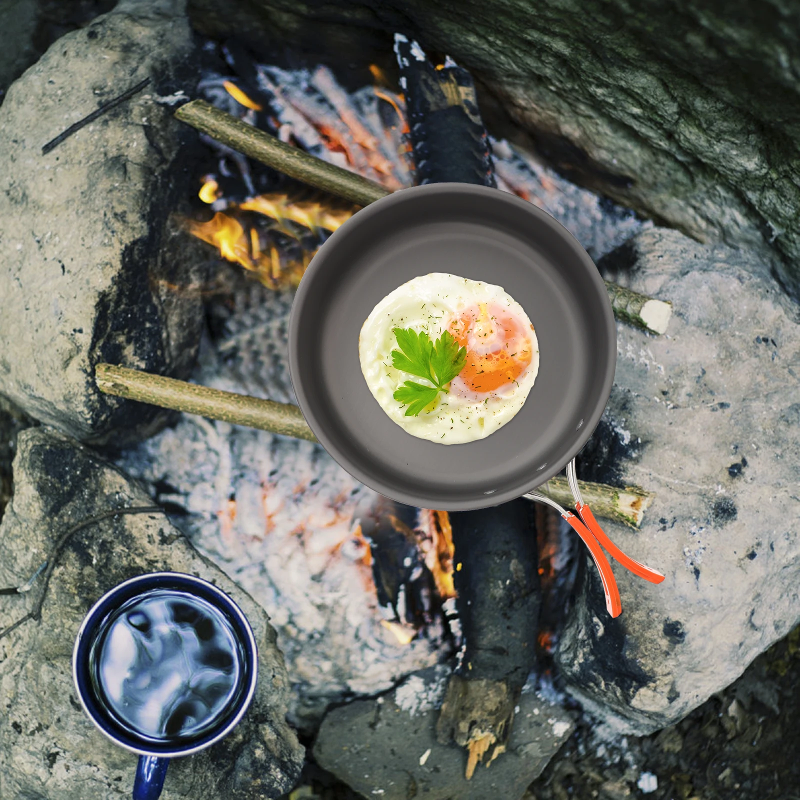 

Portable Fry Pan Non-Stick Camping Cookware Lightweight Outdoor Cooking Pot Foldable For Hiking Picnic Backpacking Aluminum