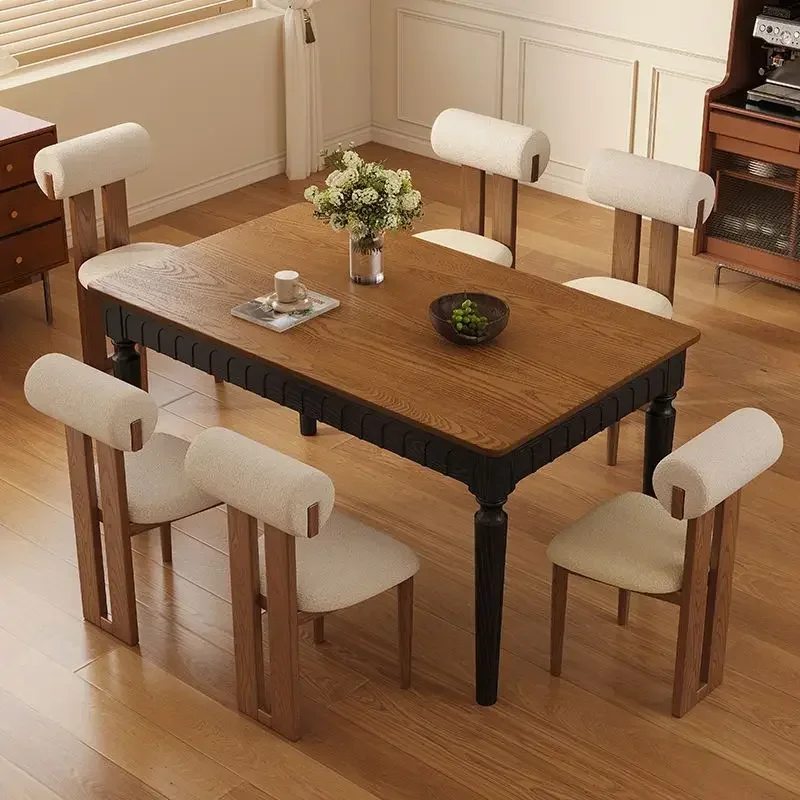 Antique solid wood dining table French retro rectangular simple household small apartment American dining table dining table a