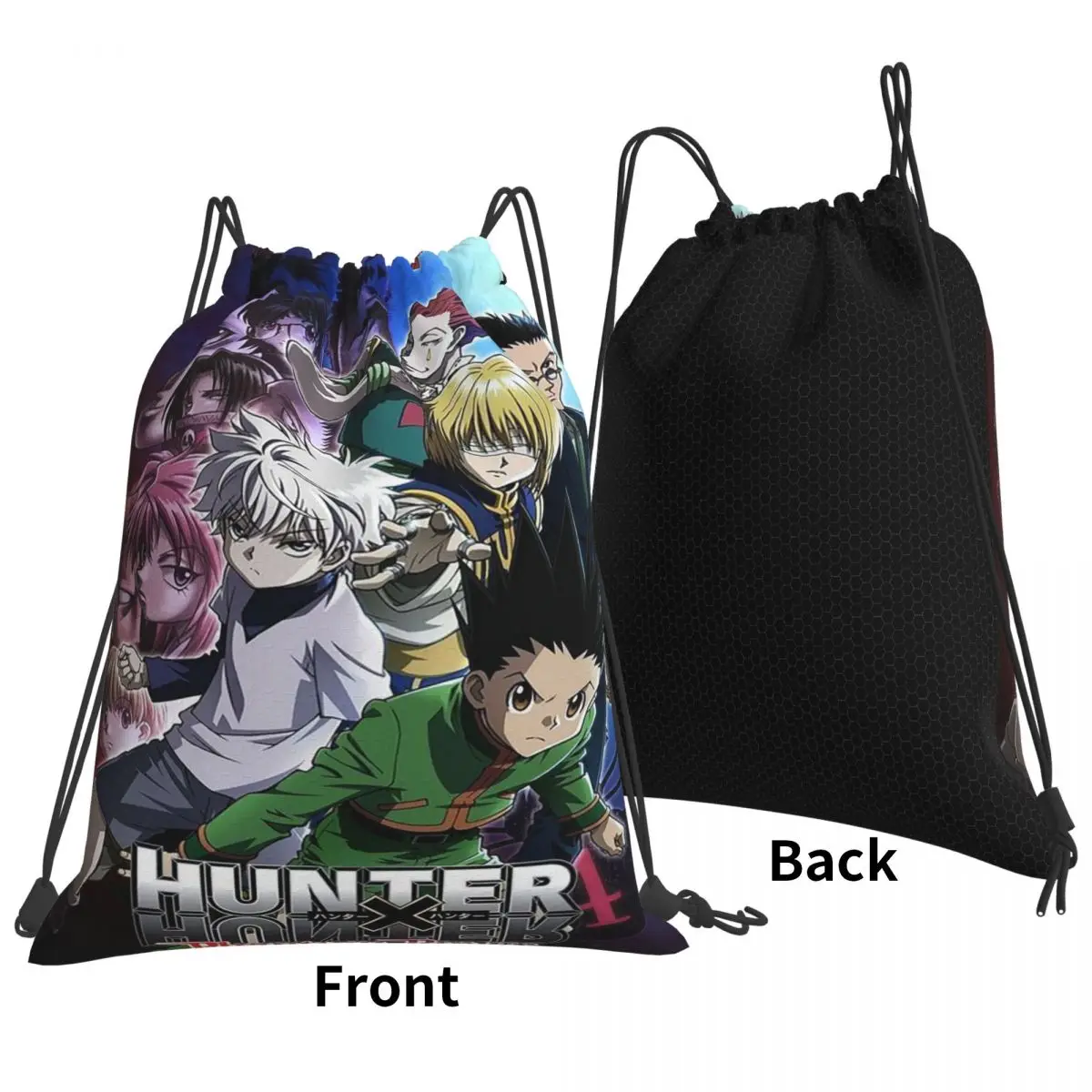 Anime HXH Hunter X Hunter Backpacks Portable Drawstring Bundle Pocket Sports Bag Book Bags for Man Woman Students