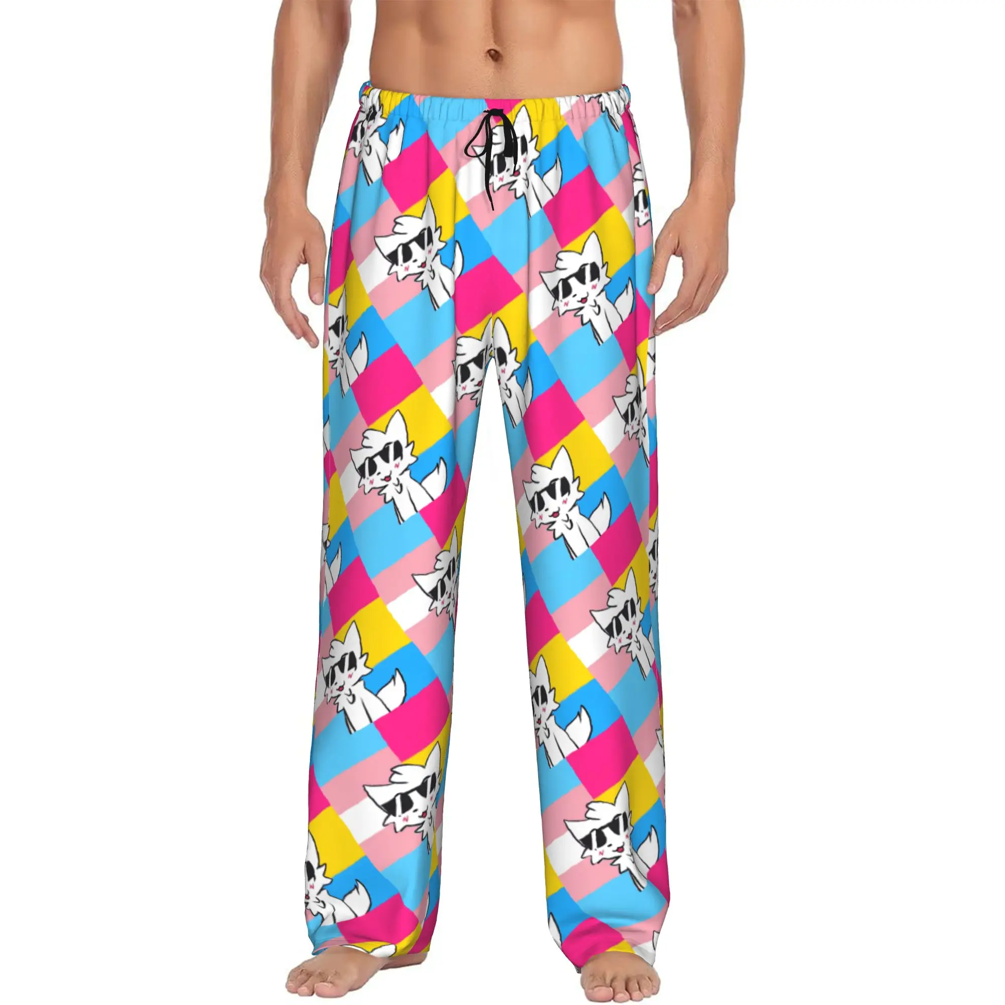 

Custom Printed Boykisser Silly Cat Pajama Pants for Men Cute Cartoon Sleep Sleepwear Bottoms with Pockets