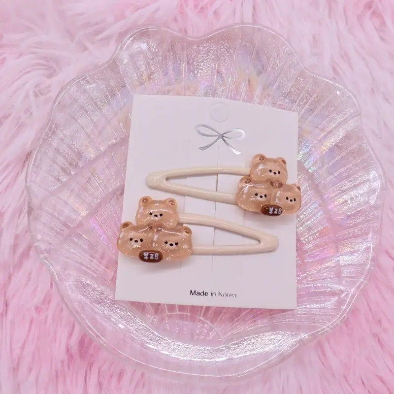 2Pcs/Set Kawaii Donut Biscuit Animal Bear Shape Hair Accessories Kid Headband Fashion Child Hair Clips Girl Hairpin Ornaments