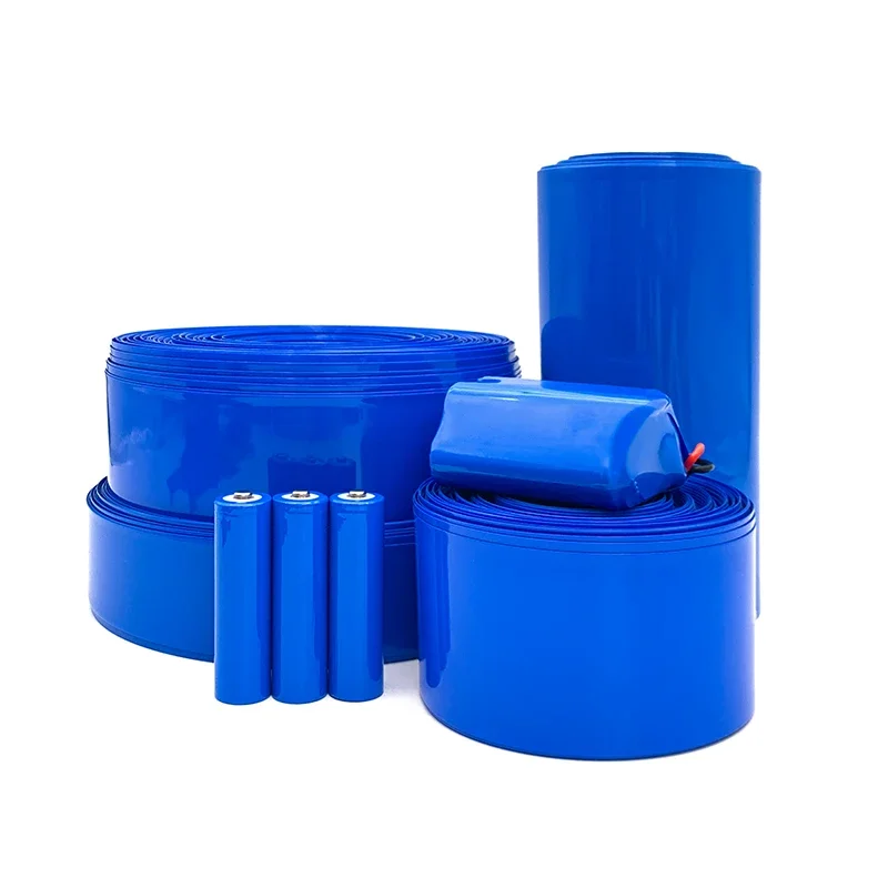 1M~10M PVC Heat Shrink Tube Blue Shrink Insulated Shrink Tubing For Production Of 18650 Battery Packs Cable Sleeve Multi Sizes