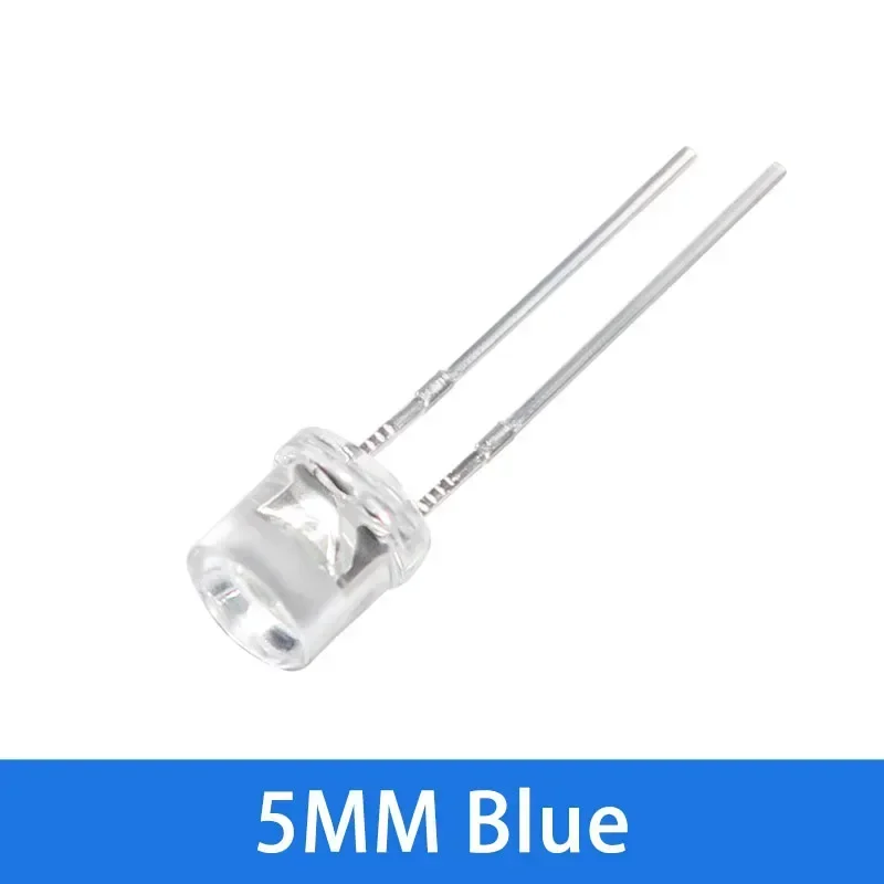 50/100PCS 5mm Led Flat LED Diode Transparent Red Yellow Blue Green White Led Lights Diod F5 Led Lights