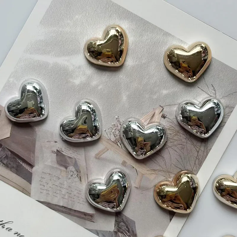 6pcs Sweet Small Silver Gold Heart Refrigerator Magnets Mini Creative Fridge Magnet Decorative