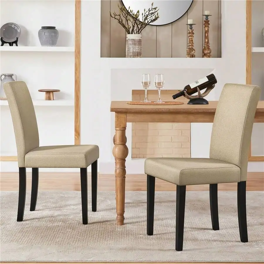 2pcs Dining Chair Soft Cushioned Seat Padded High Backrest Modern Fabric Armless Side Chairs For Restaurant Banquet Dining Room